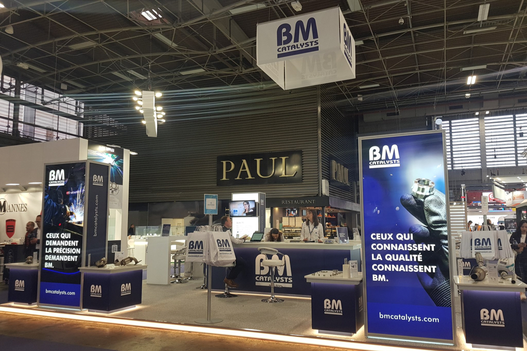 BM Catalysts graphic stands at Equip Auto 2019